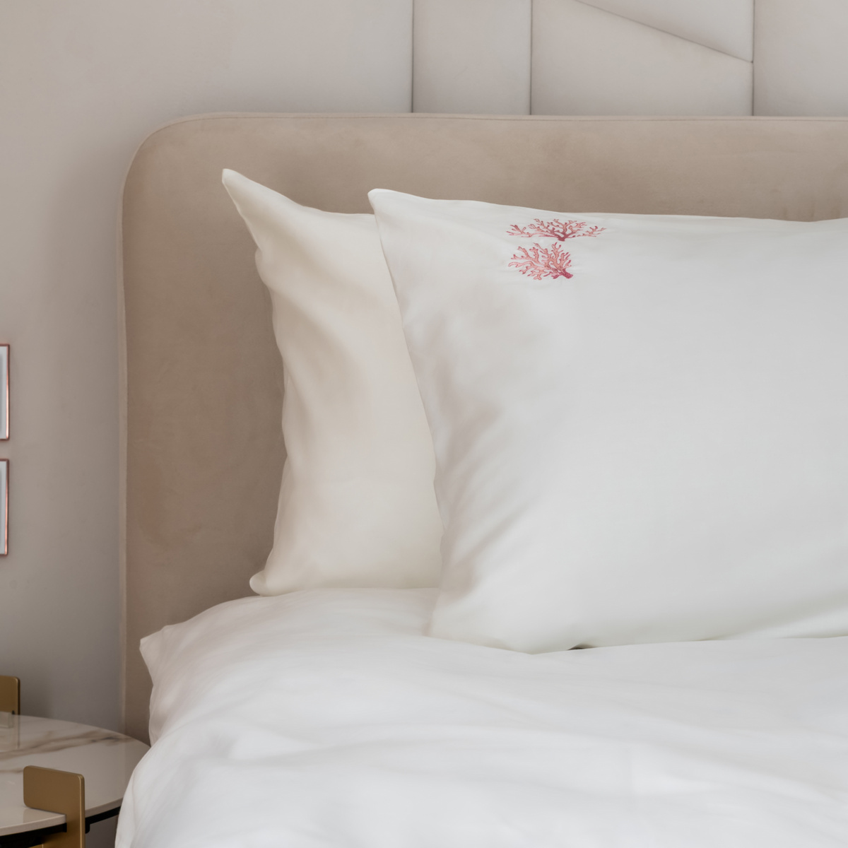 Фото Комплект постельного белья Сатин Easy art.Ivory/Кораллы в интернет-магазине HP Linen