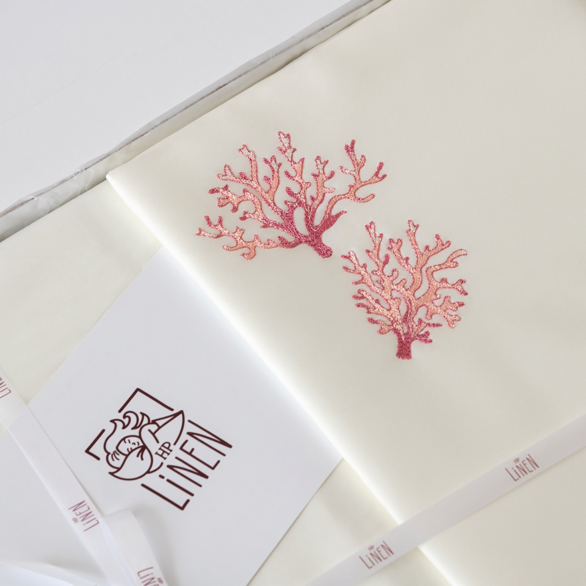 Фото Комплект постельного белья Сатин Easy art.Ivory/Кораллы в интернет-магазине HP Linen