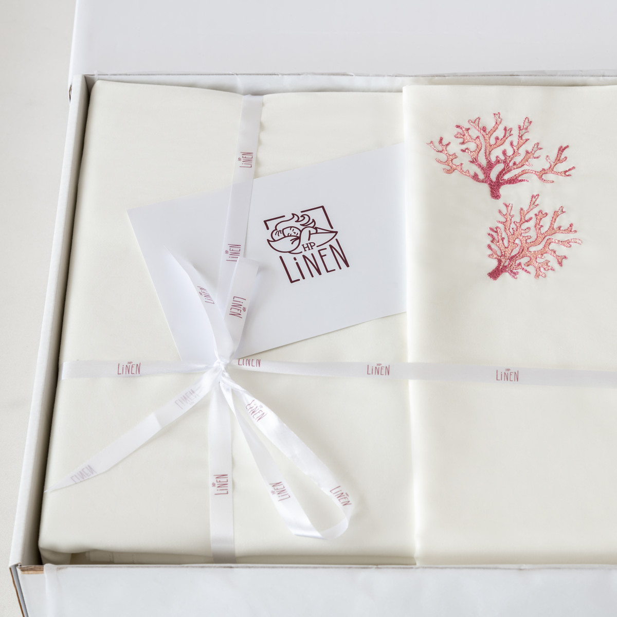 Фото Комплект постельного белья Сатин Easy art.Ivory/Кораллы в интернет-магазине HP Linen